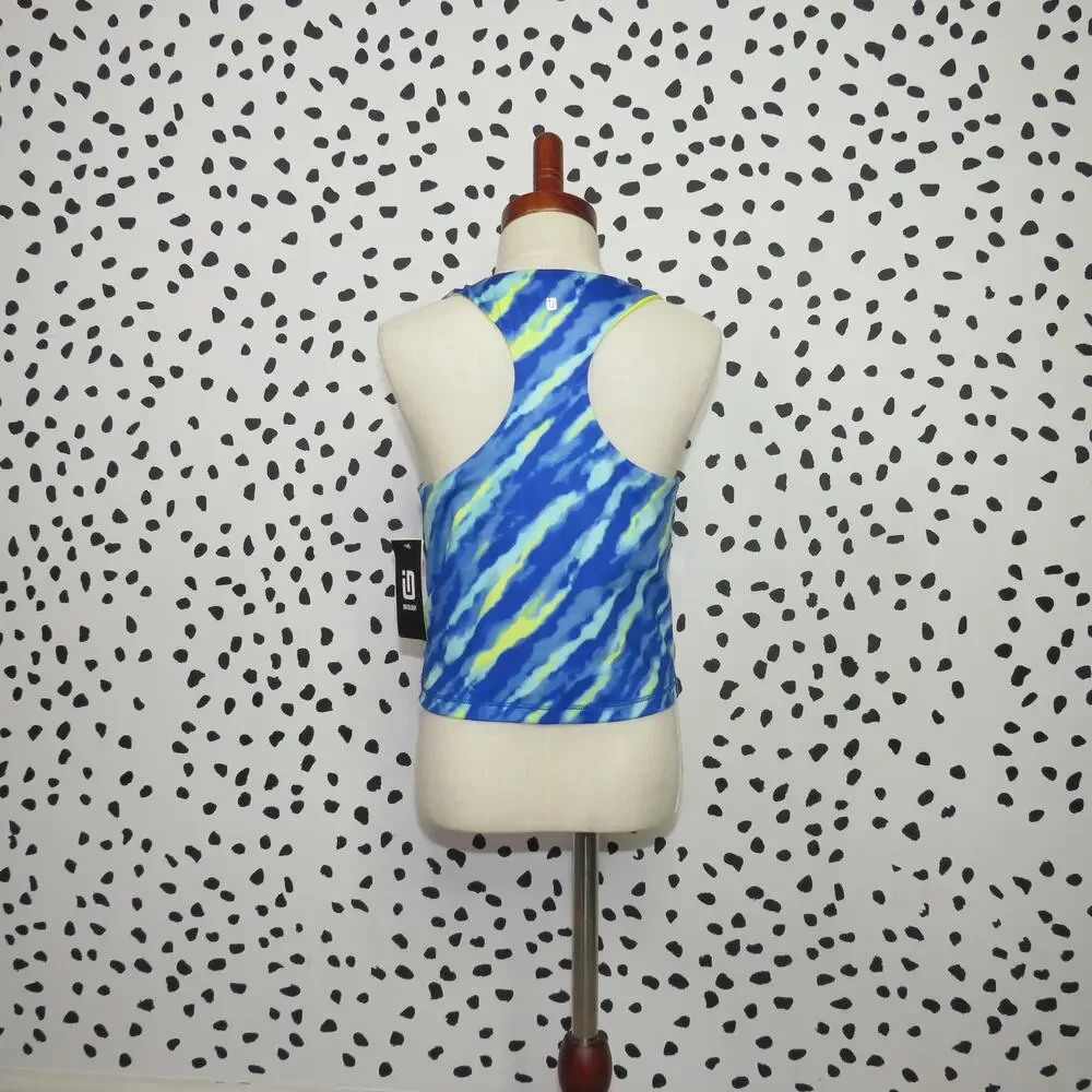 ID Ideology Blue Print Cropped Athletic Girls Tank Top - Picture 3 of 7